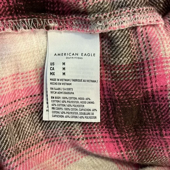 **2/$18** AEO Oversized Hooded Flannel - Size Medium - Picture 8 of 10